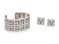 Southwestern Silver Overlay Bracelet and Earrings