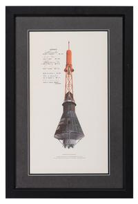[SPACE AND EXPLORATION]. Mercury Spacecraft . Lithograph signed by Mercury astronauts.
