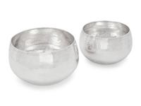 Two Silvered-Metal Hammered Vases