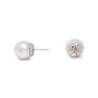 DIAMOND AND CULTURED PEARL NECKLACE AND CULTURED PEARL STUD EARRINGS