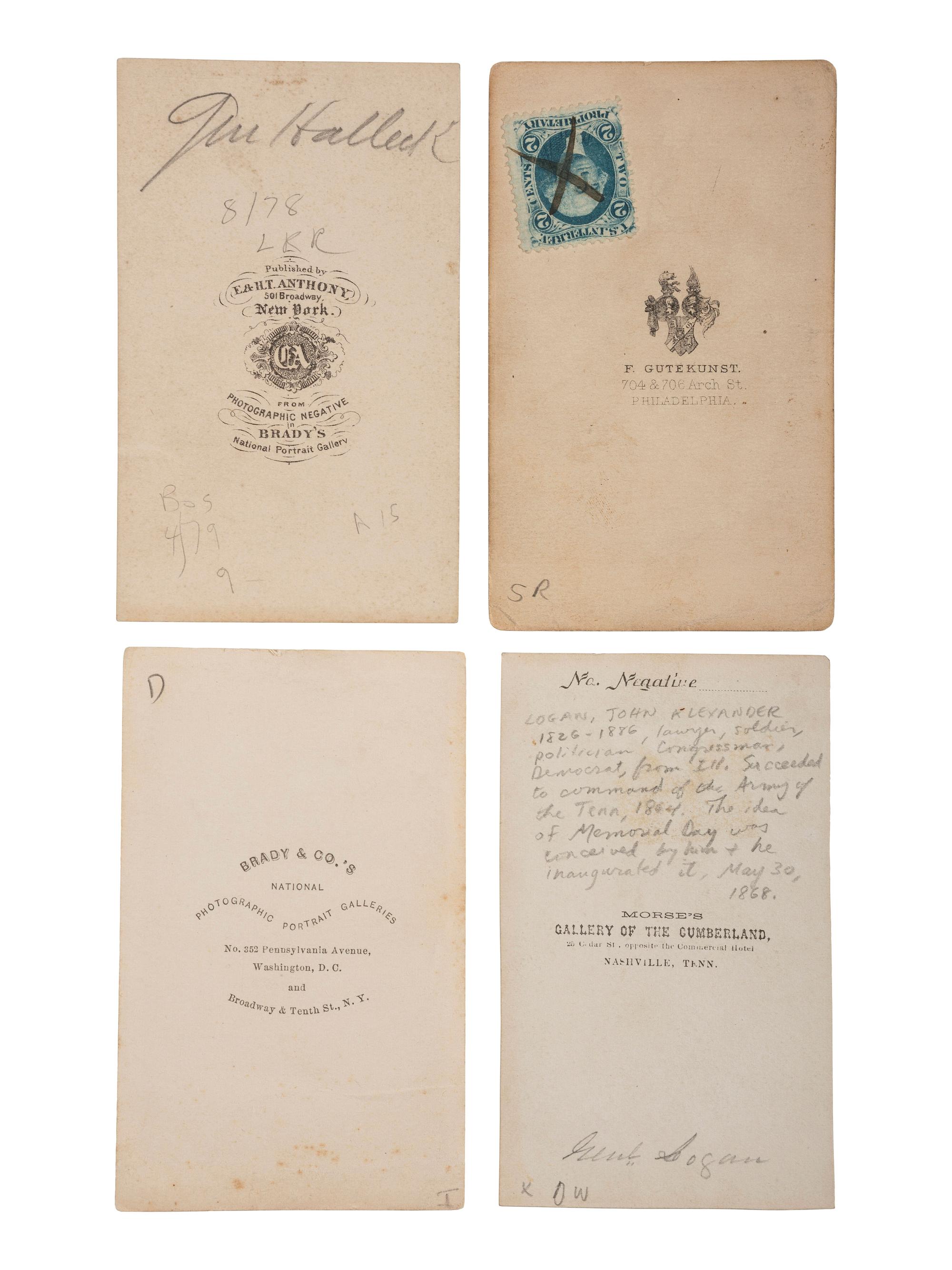 [CIVIL WAR - WESTERN THEATER]. A group of 8 CDVs of Union generals, incl. Grant, Halleck, Sherman, and Logan.