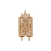 YELLOW GOLD, SAPPHIRE AND RUBY TORAH PENDANT