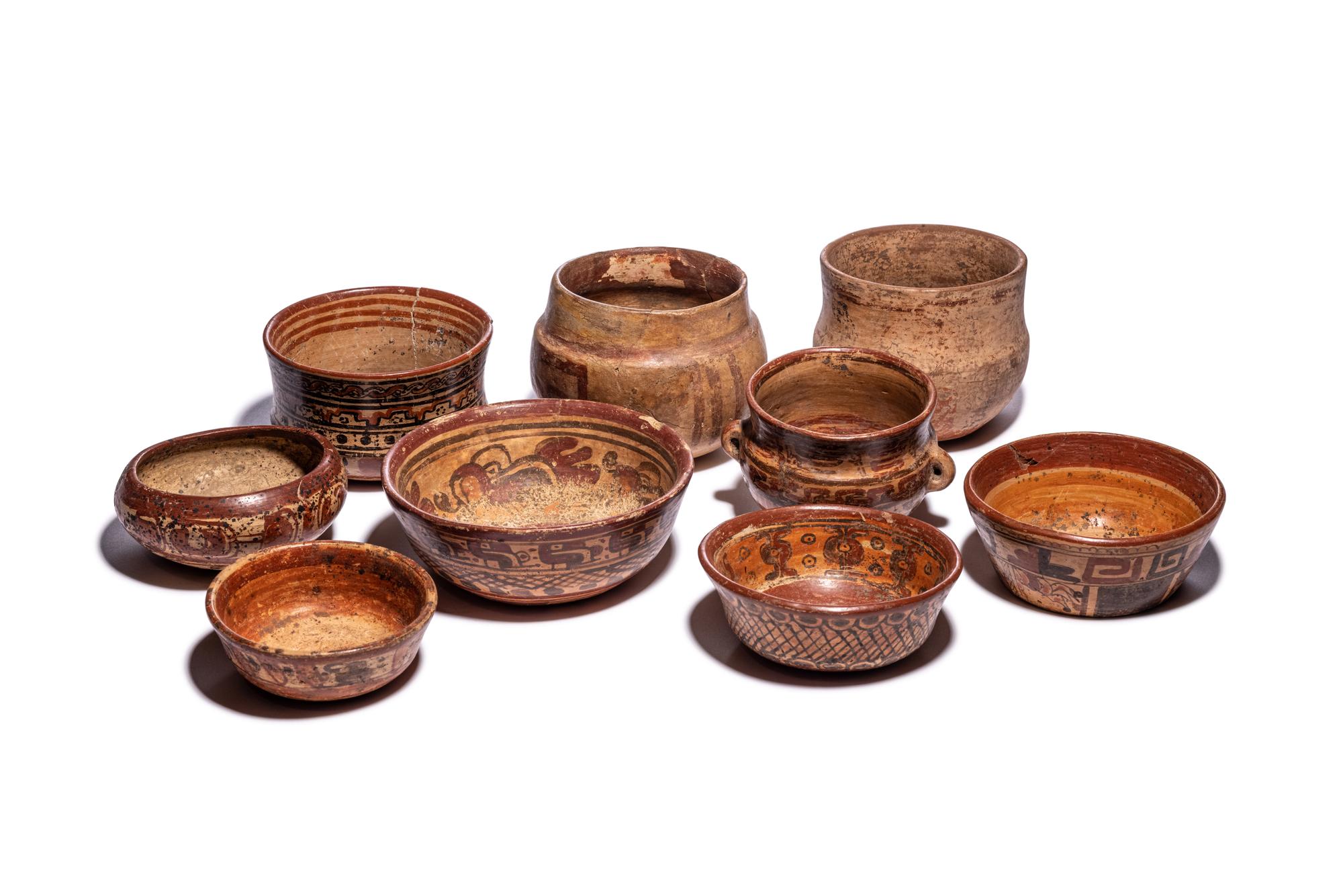 Nine Maya Painted Bowls