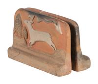 Pueblo Pottery Bookends, with Stags and Lightening