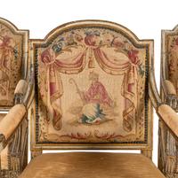 A Set of Five Louis XVI Tapestry Upholstered Fauteuils