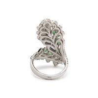 SALAVETTI, TSAVORITE GARNET, DIAMOND, AND WHITE GOLD RING