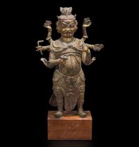 A large Chinese gilt-lacquered bronze figure of Tianyou Yuangshuai 铜漆金天猷元帅塑像 Ming dynasty ?