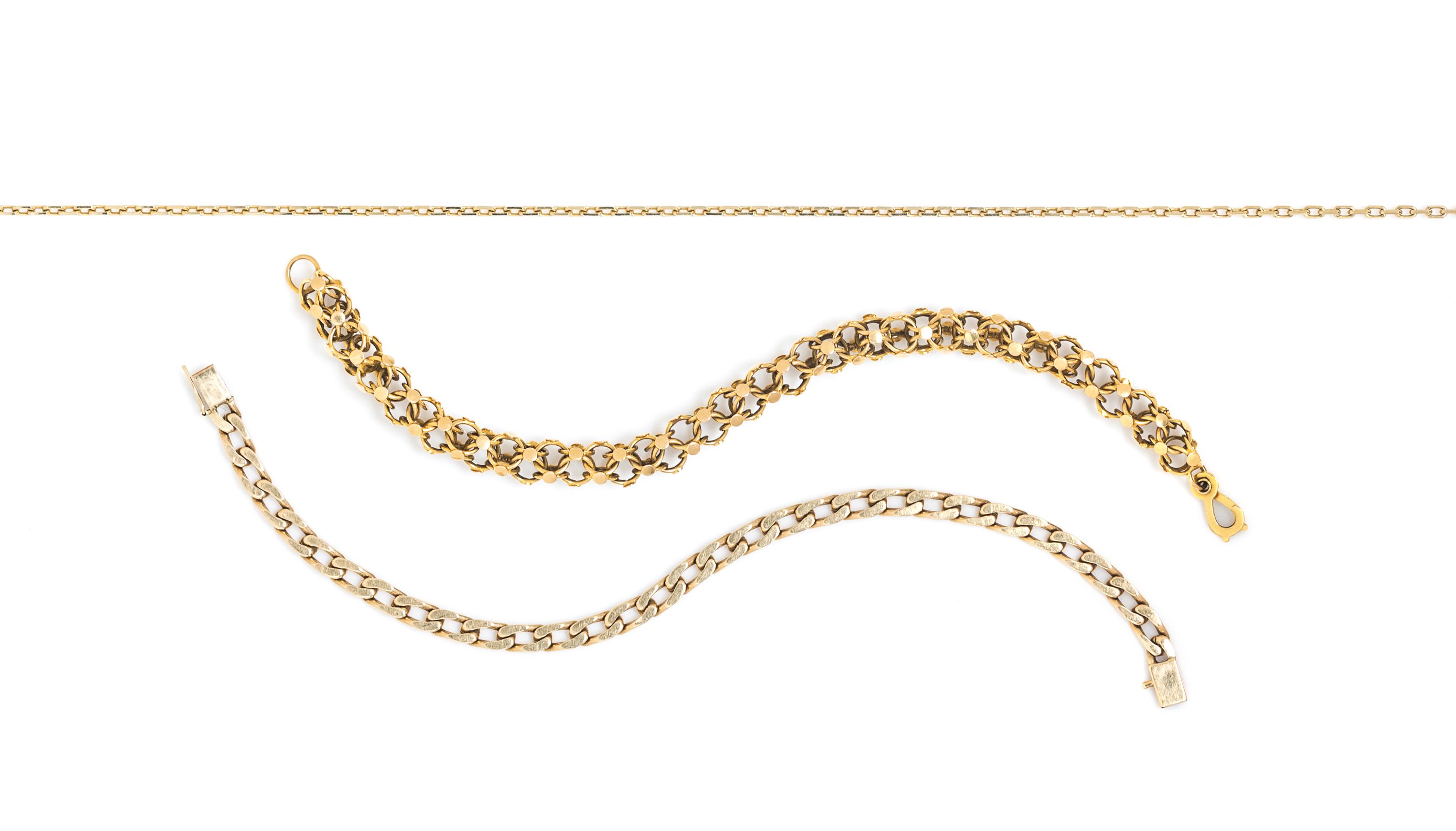 A Collection of Yellow Gold Chains, 25.90 dwts.