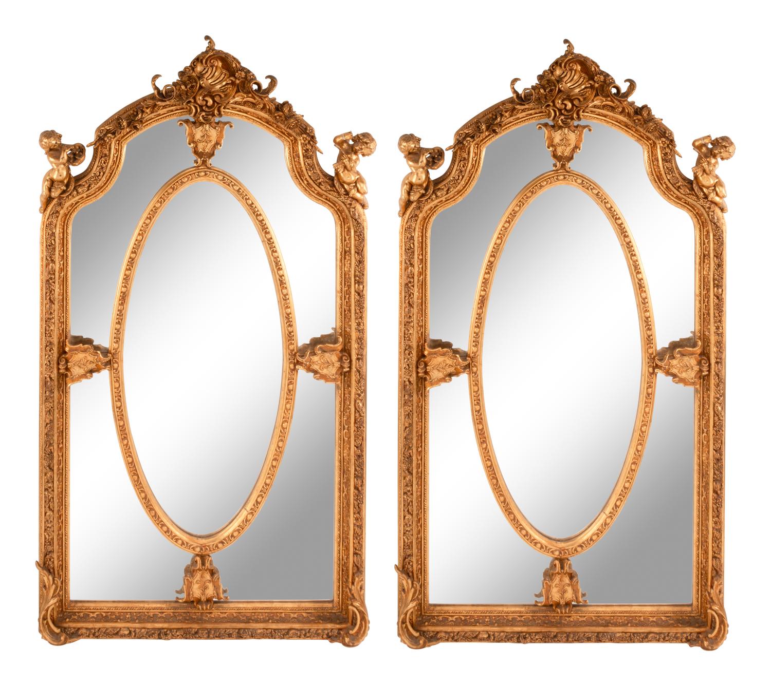 A Pair of Régence Style Gilt Composition Mirrors