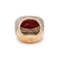 CORAL AND DIAMOND RING