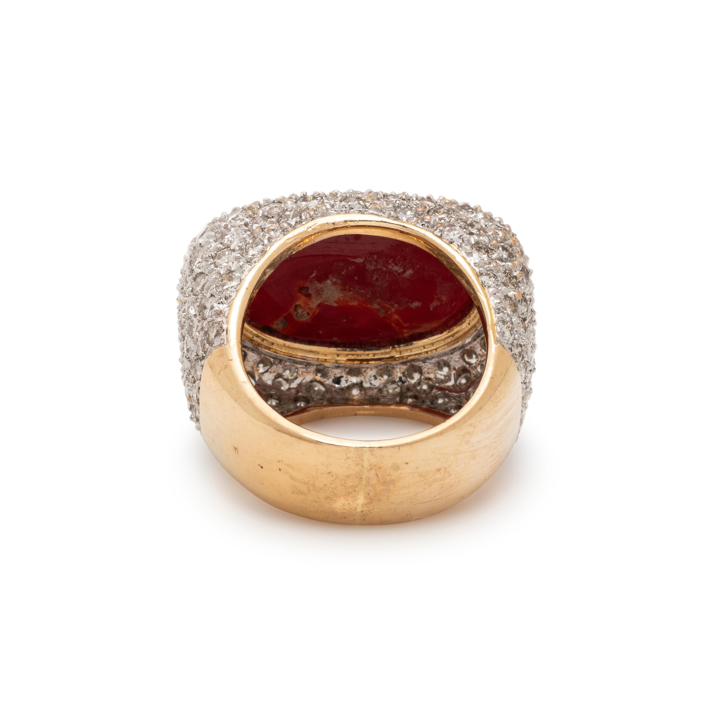 CORAL AND DIAMOND RING