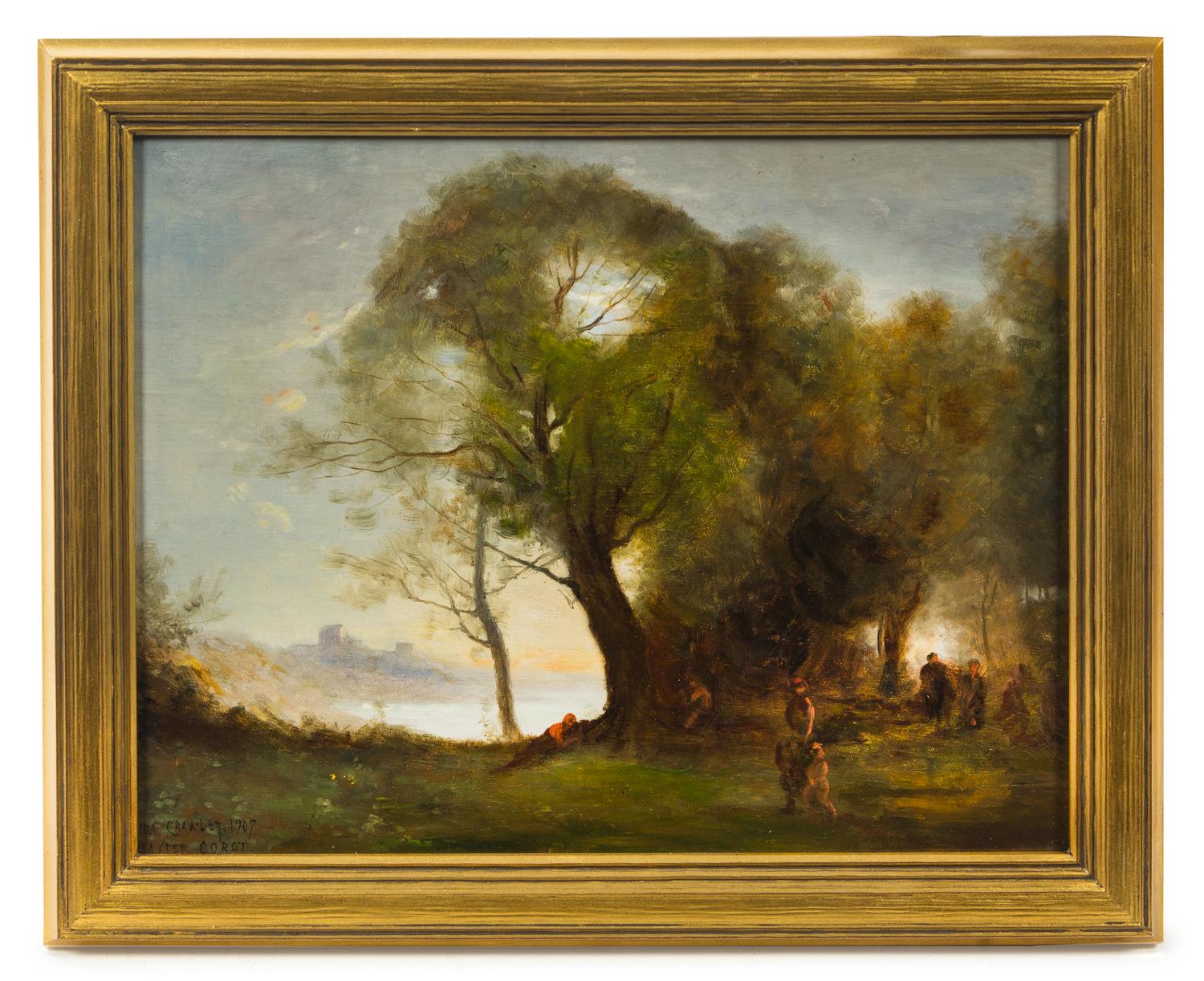 Ida Jolly Crawley, (American, 1867-1946), Landscape with Figures, 1907