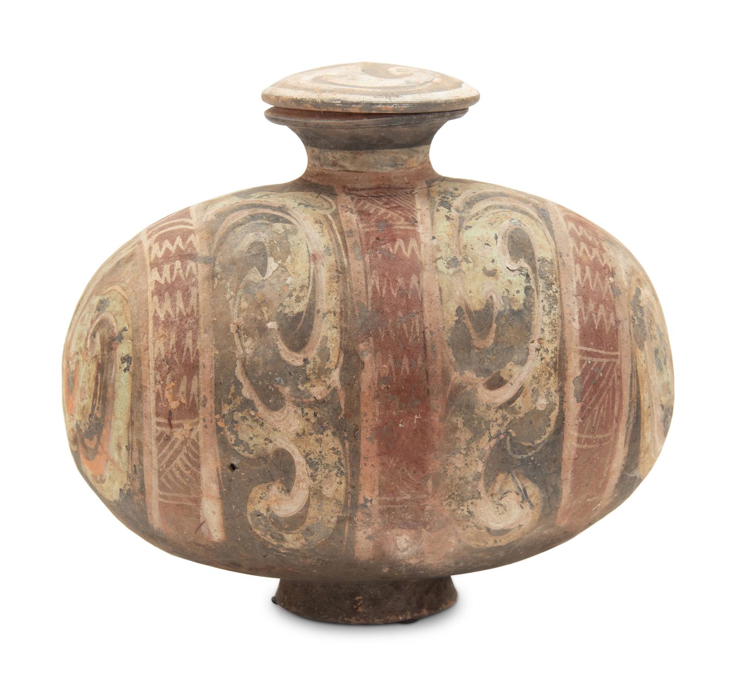 A Chinese Painted Pottery Cocoon Jar