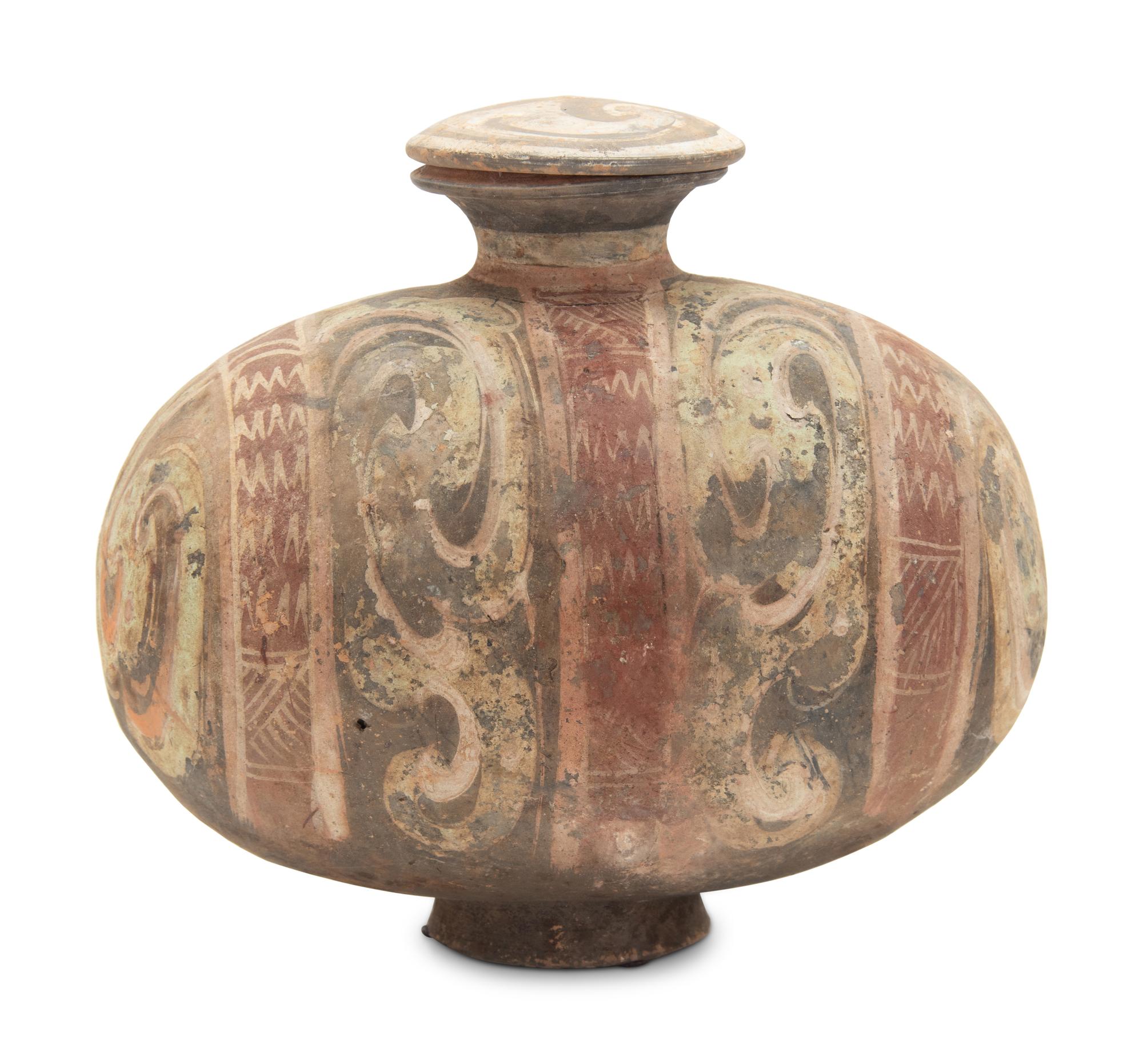 A Chinese Painted Pottery Cocoon Jar