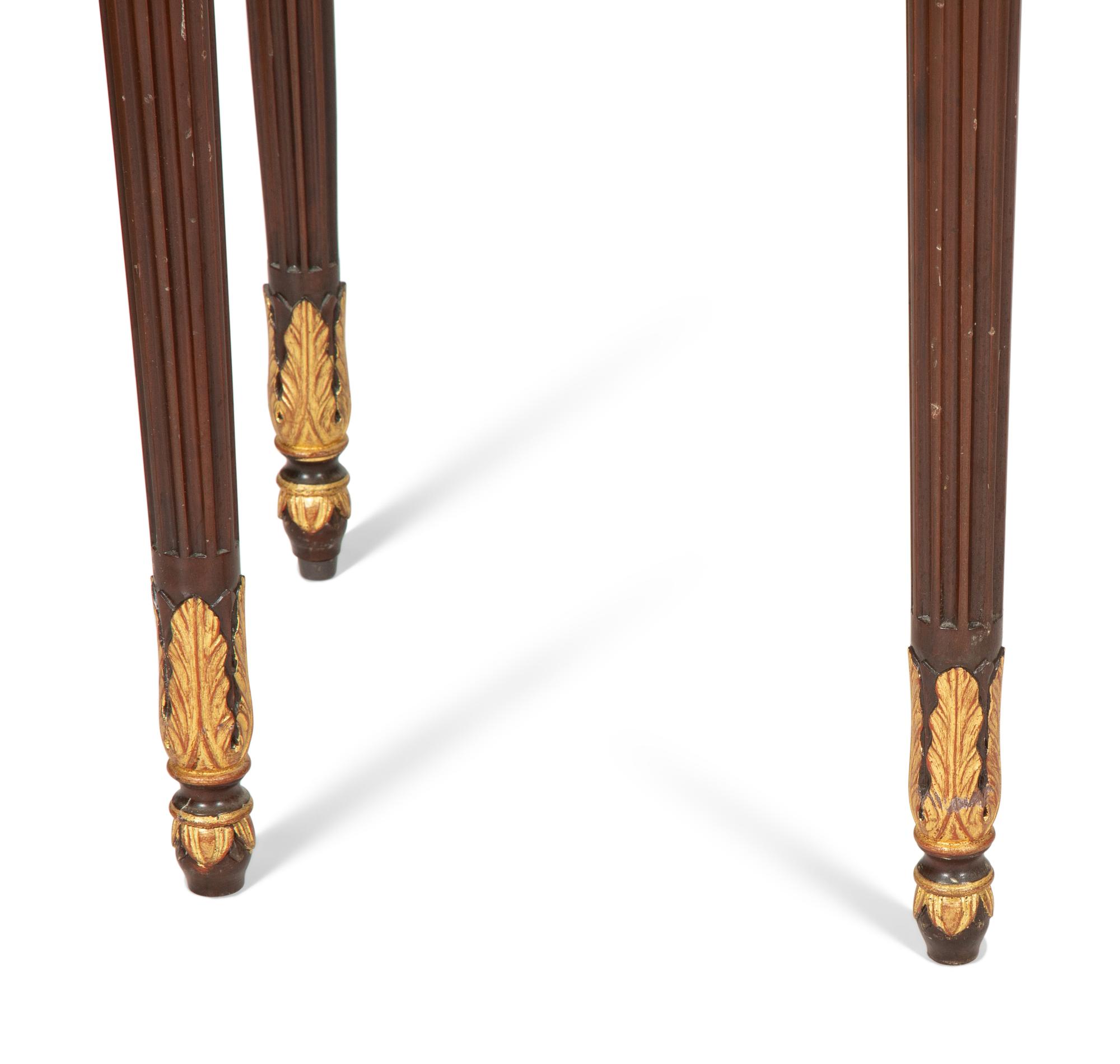 A Louis XVI Style Parcel Gilt Mahogany Marble-Top Console Table