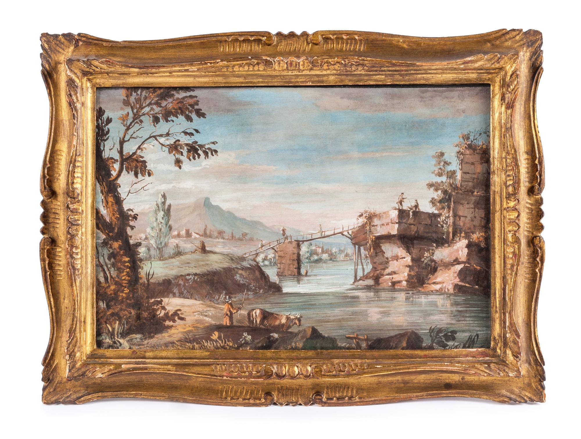 French School, (19th Century), Village Landscape Scenes (a set of four works)