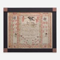 A Fraktur birth and baptism record for Susanna Getz of Berks County Johannes Hoffman, early 19th century