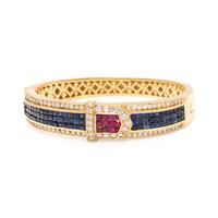 SAPPHIRE, RUBY AND DIAMOND BANGLE BRACELET
