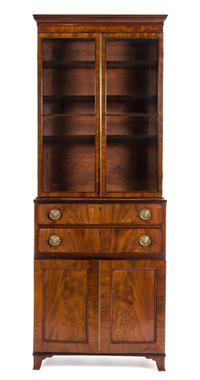 A George III Mahogany Bookcase Height 88 1/2 x width 33 x depth 13 1/2 inches. — CIRCA 1800
