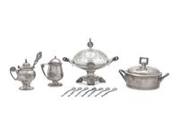 An Assembled Group of Sterling Silver and Coin Silver Tablewares in the "Medallion" Pattern, Various Makers, Late 19th Century