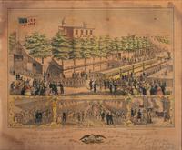 [CIVIL WAR]. BOELL, W., lithographer. B.S. BROWN, publisher. Volunteer Refreshment Saloon, Supported Gratuitously by the Citizens of Philadelphia.