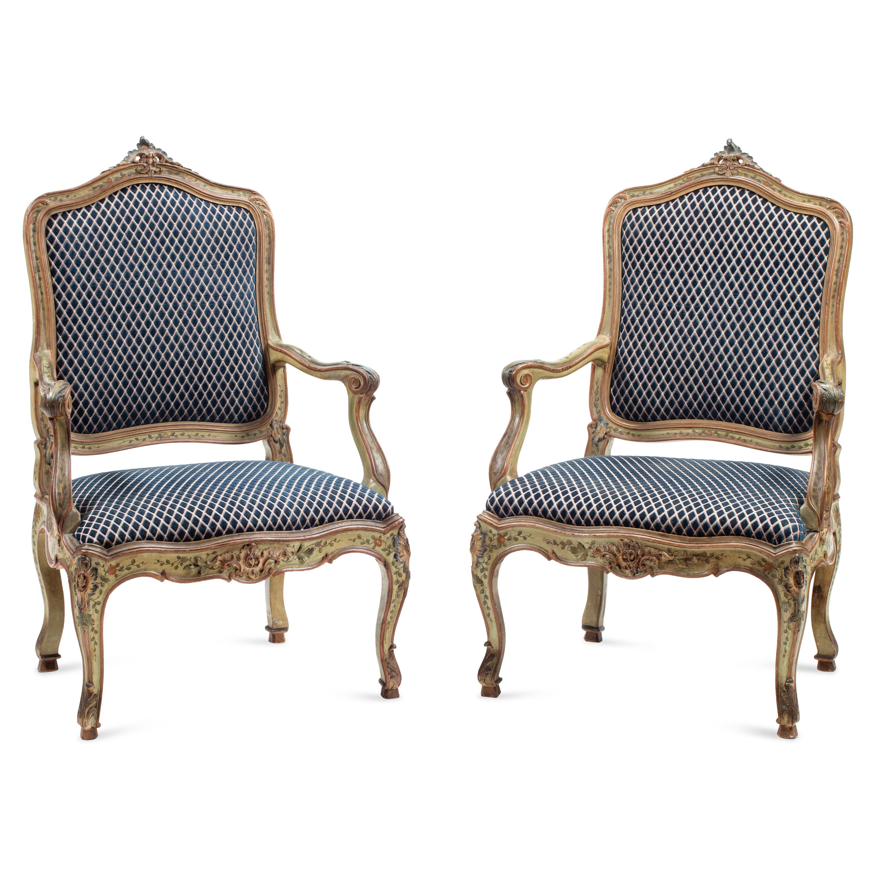A Pair of Venetian Painted Armchairs