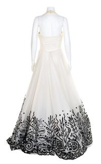 Fabrice Cream Gown with Black Beaded Skirt, 1990-2000s