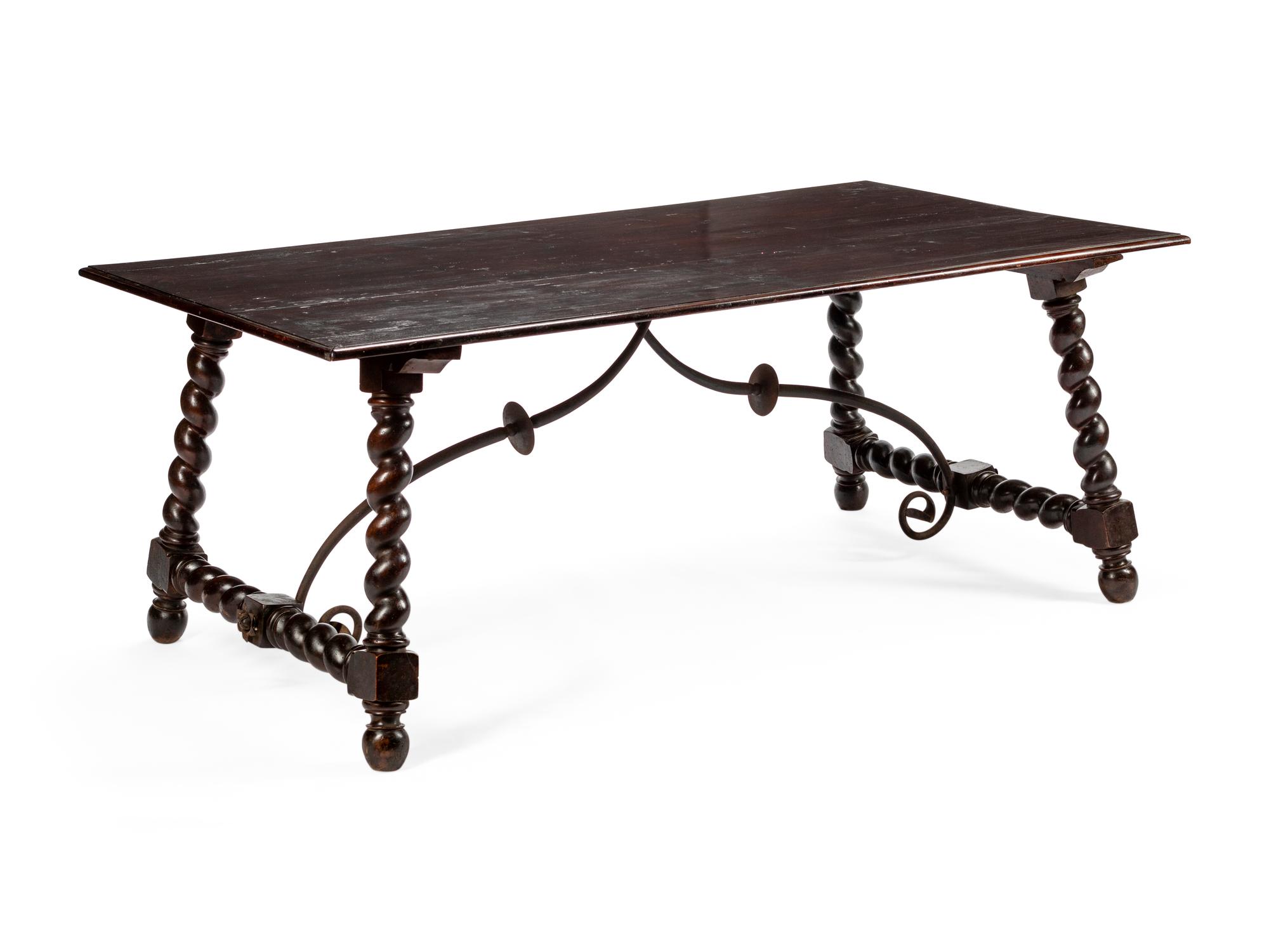 A Louis XIV Iron-Mounted Trestle Table