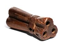 An Egyptian Wood Triple Tube Kohl Vessel