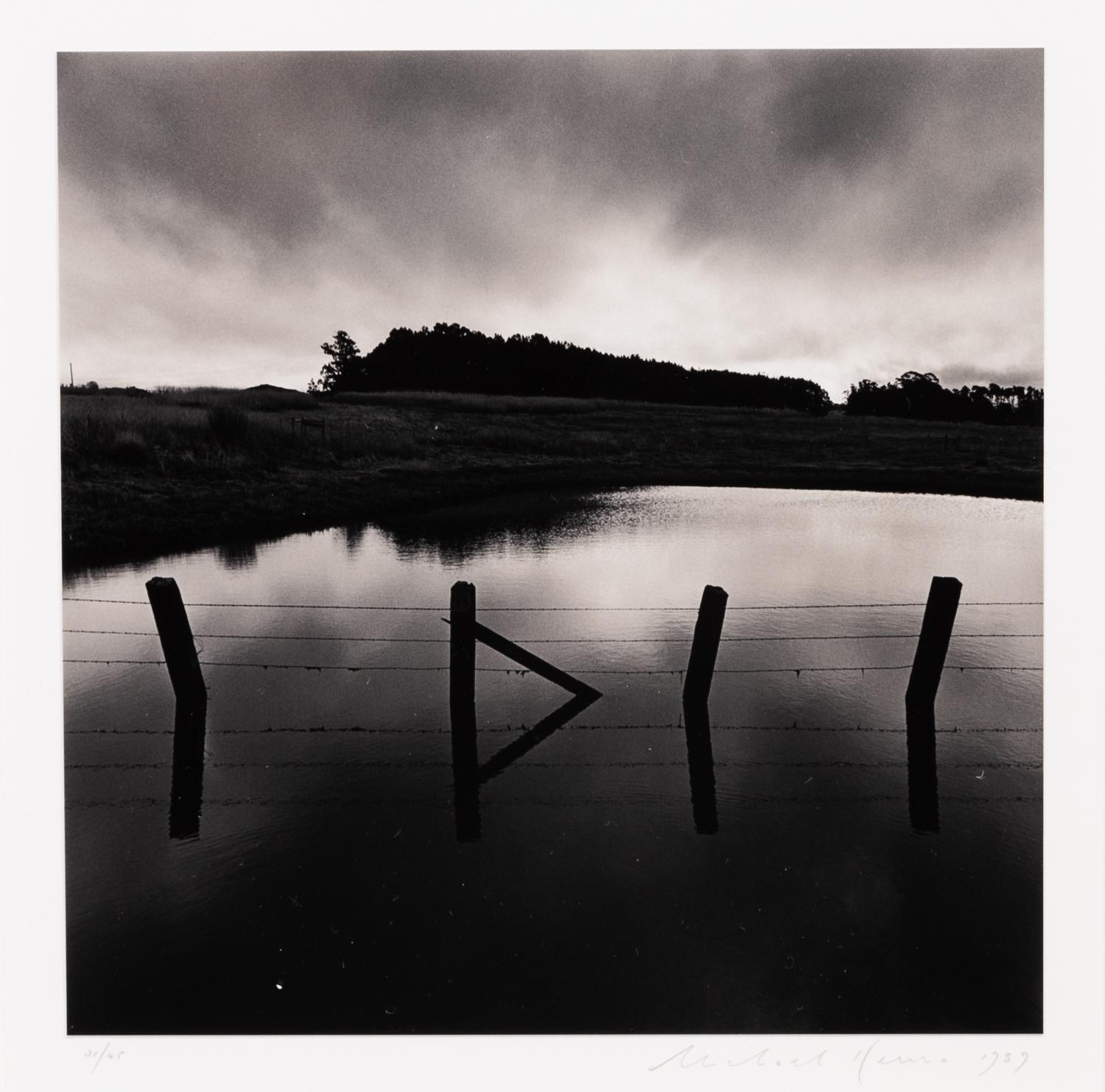 Michael Kenna, (British, b. 1953), Fence Posts, Tidal Lagoon, Elkhorn Slough, 1989