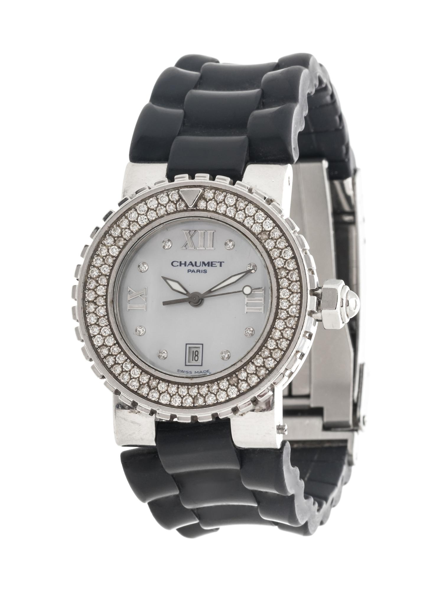 CHAUMET, STAINLESS STEEL AND DIAMOND WRISTWATCH
