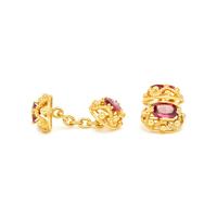 YELLOW GOLD AND GARNET CUFFLINKS