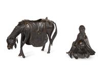 A Chinese Bronze Figure of Shoulao on Horseback — 20TH CENTURY