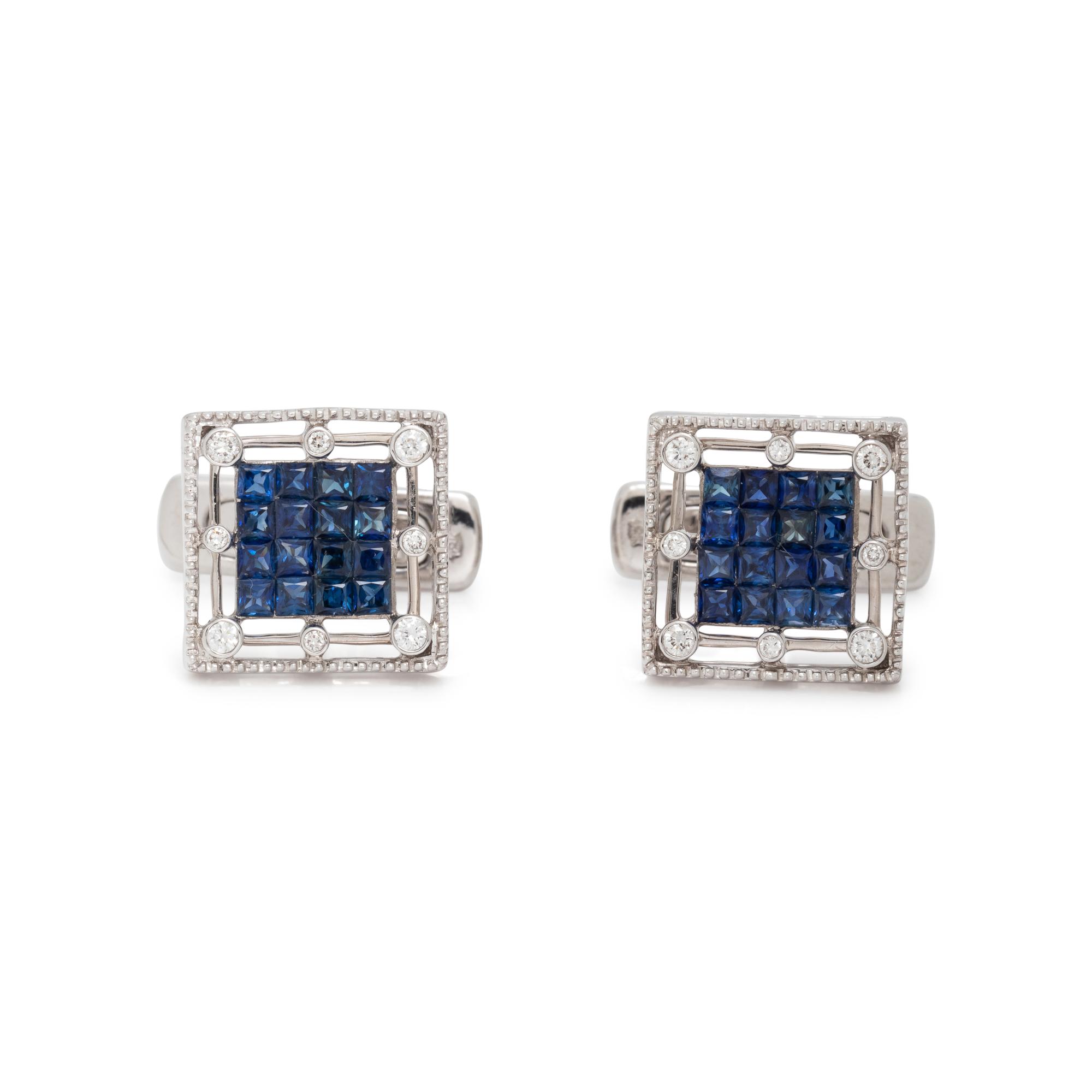 SAPPHIRE AND DIAMOND CUFFLINKS