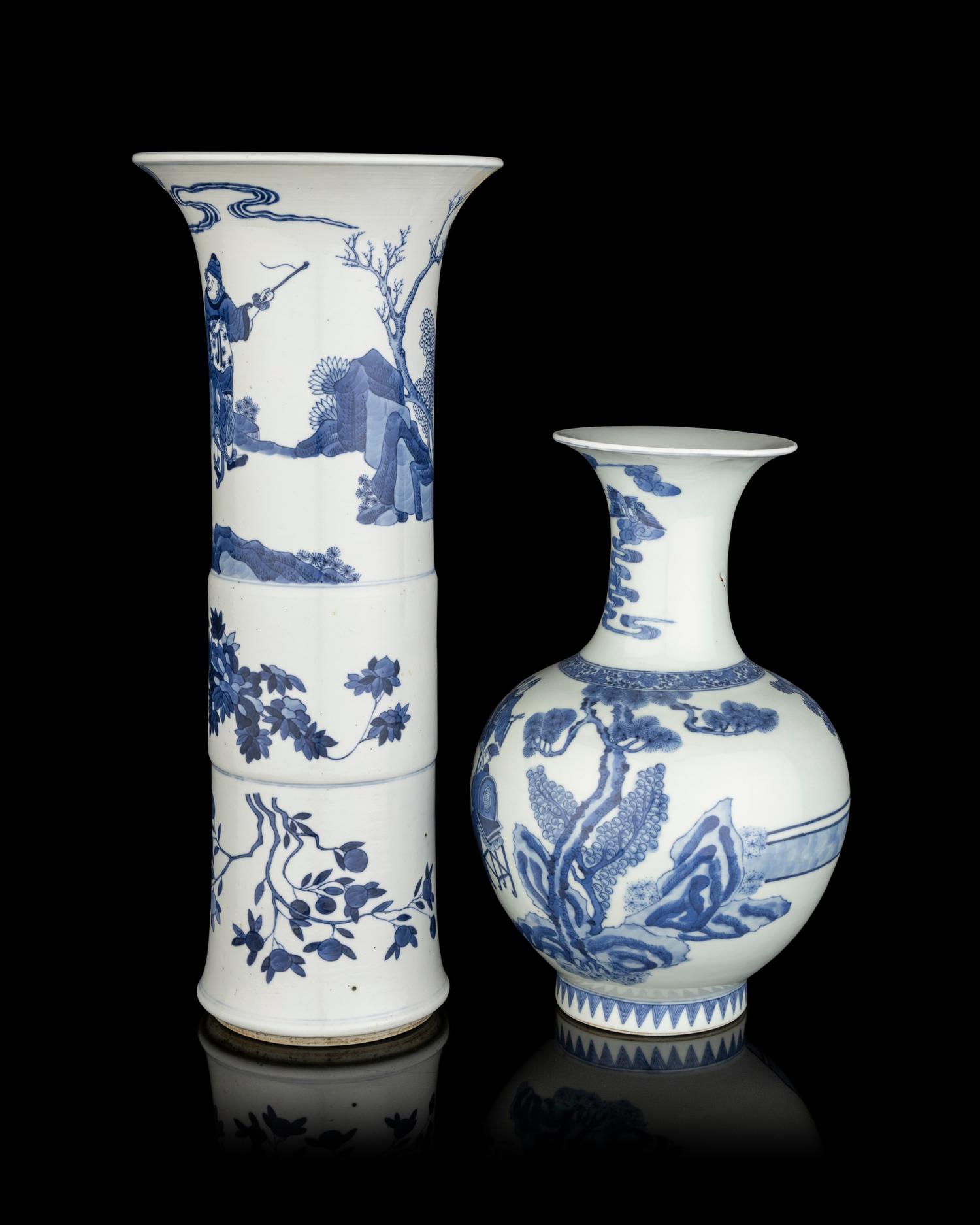 Two Chinese Blue and White Porcelain Vases