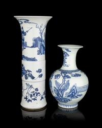 Two Chinese Blue and White Porcelain Vases