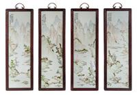A Set of Four Chinese Porcelain Plaques 28 7/8 x width 8 1/4 inches. — 20TH CENTURY