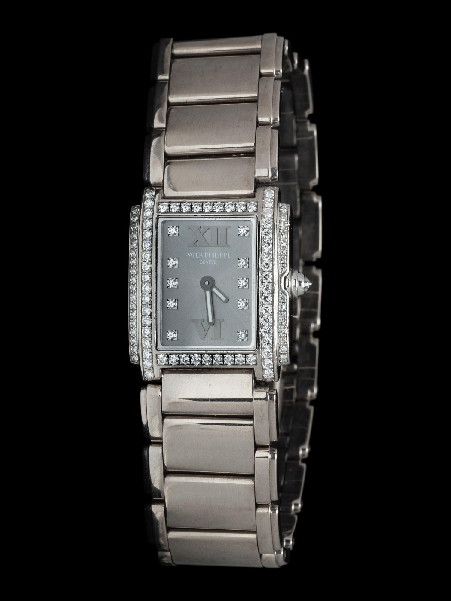 PATEK PHILIPPE, REF. 4908 18K WHITE GOLD AND DIAMOND 'TWENTY~4' WATCH