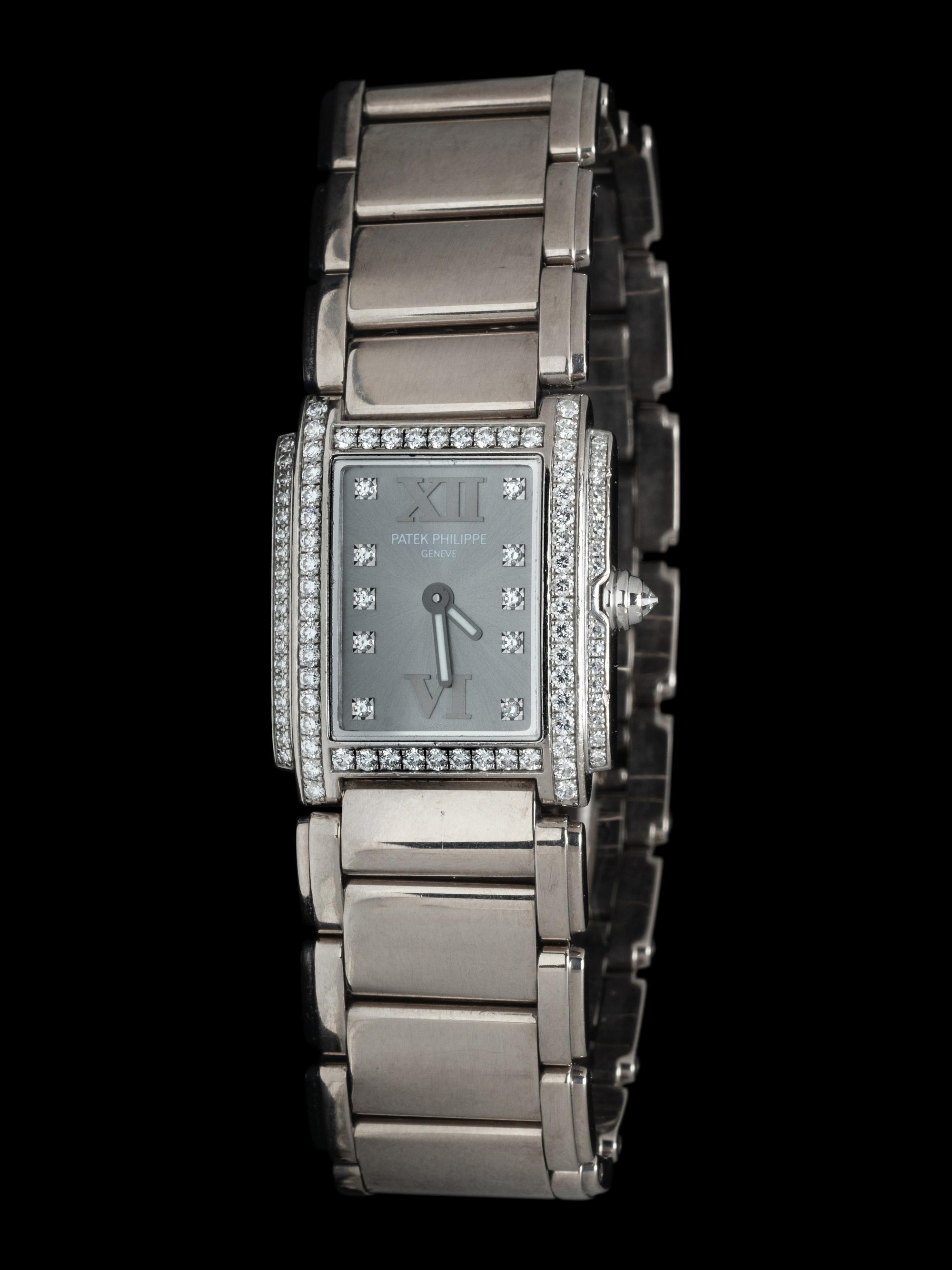 PATEK PHILIPPE, REF. 4908 18K WHITE GOLD AND DIAMOND 'TWENTY~4' WATCH