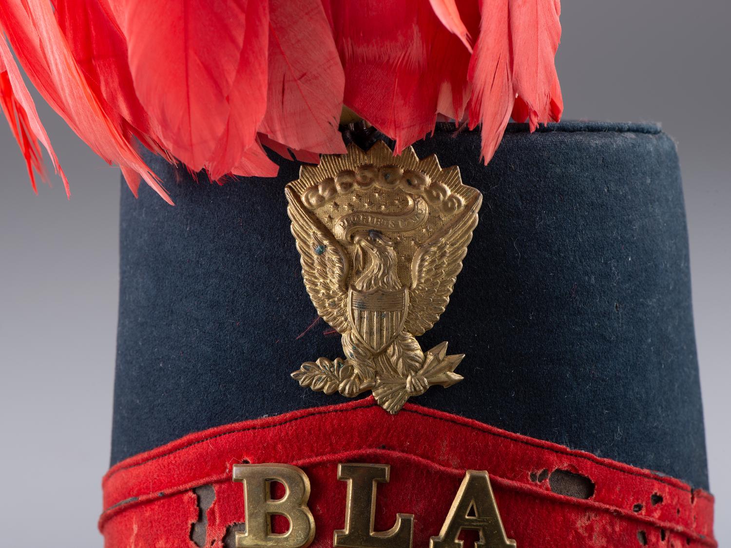 [CIVIL WAR]. Artillery shako, attributed to the Brooklyn Light Artillery. Manufactured by John A. Baker, New York.