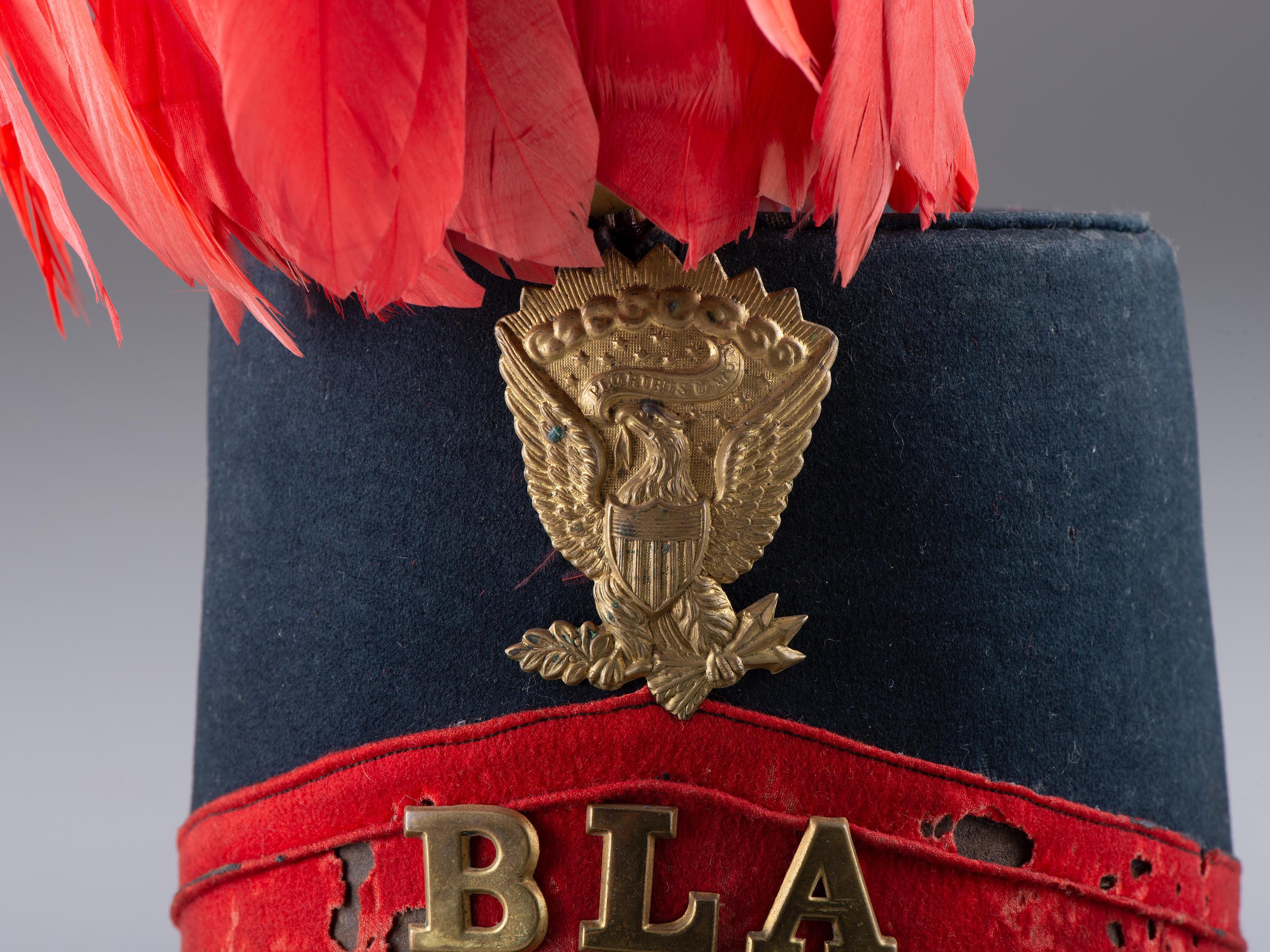 [CIVIL WAR]. Artillery shako, attributed to the Brooklyn Light Artillery. Manufactured by John A. Baker, New York.