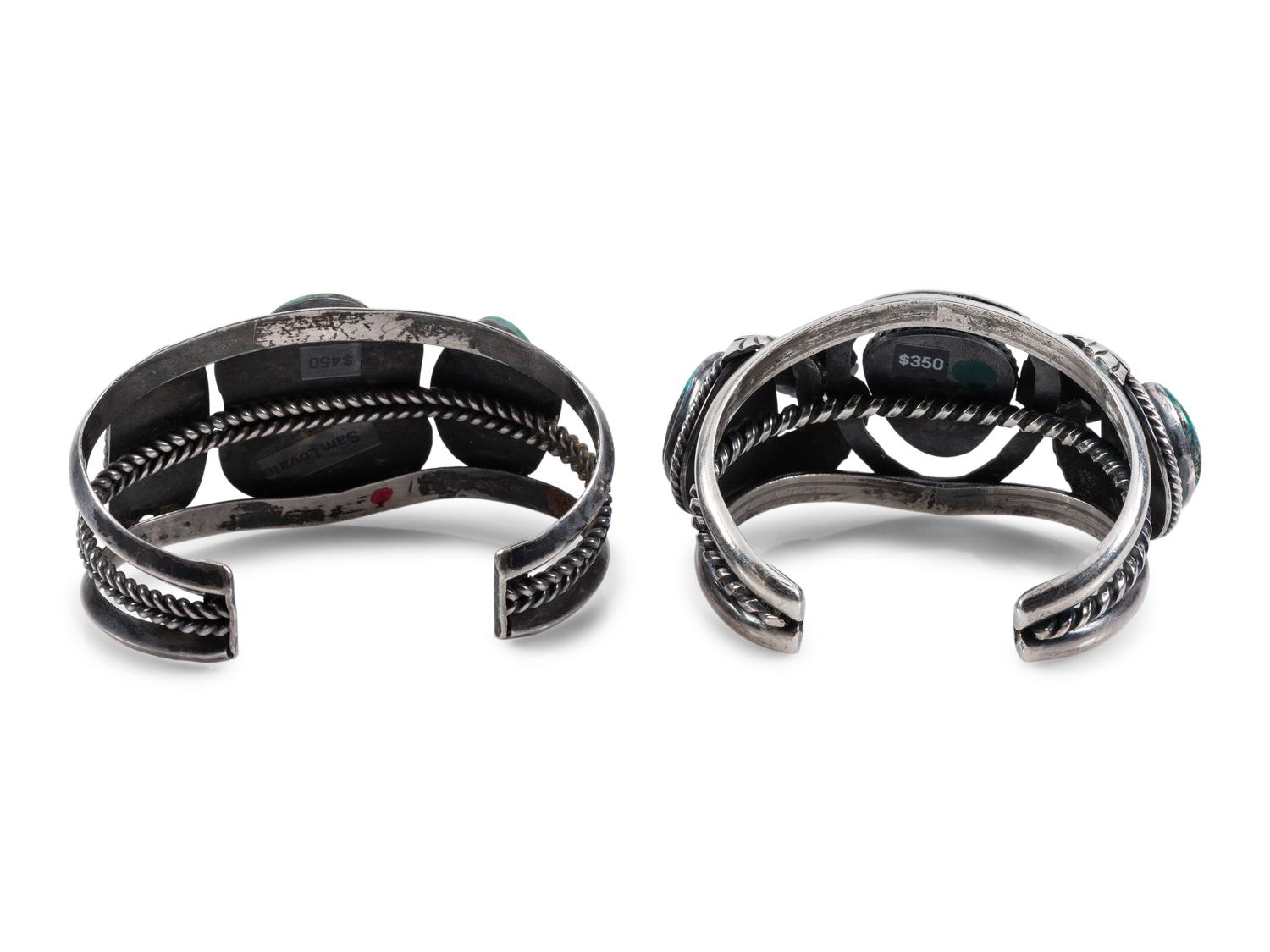 Navajo Silver and Turquoise Cuff Bracelets