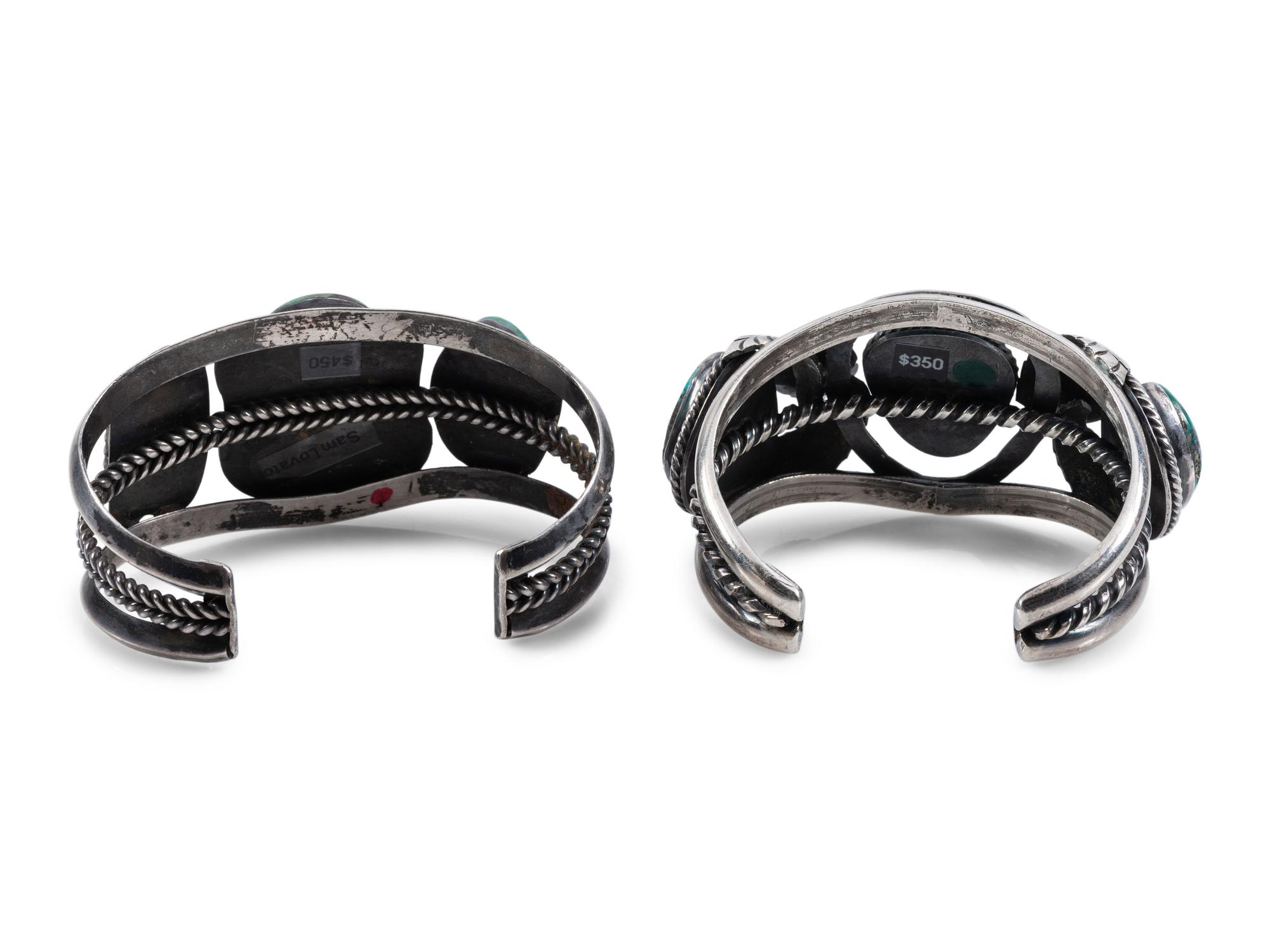 Navajo Silver and Turquoise Cuff Bracelets