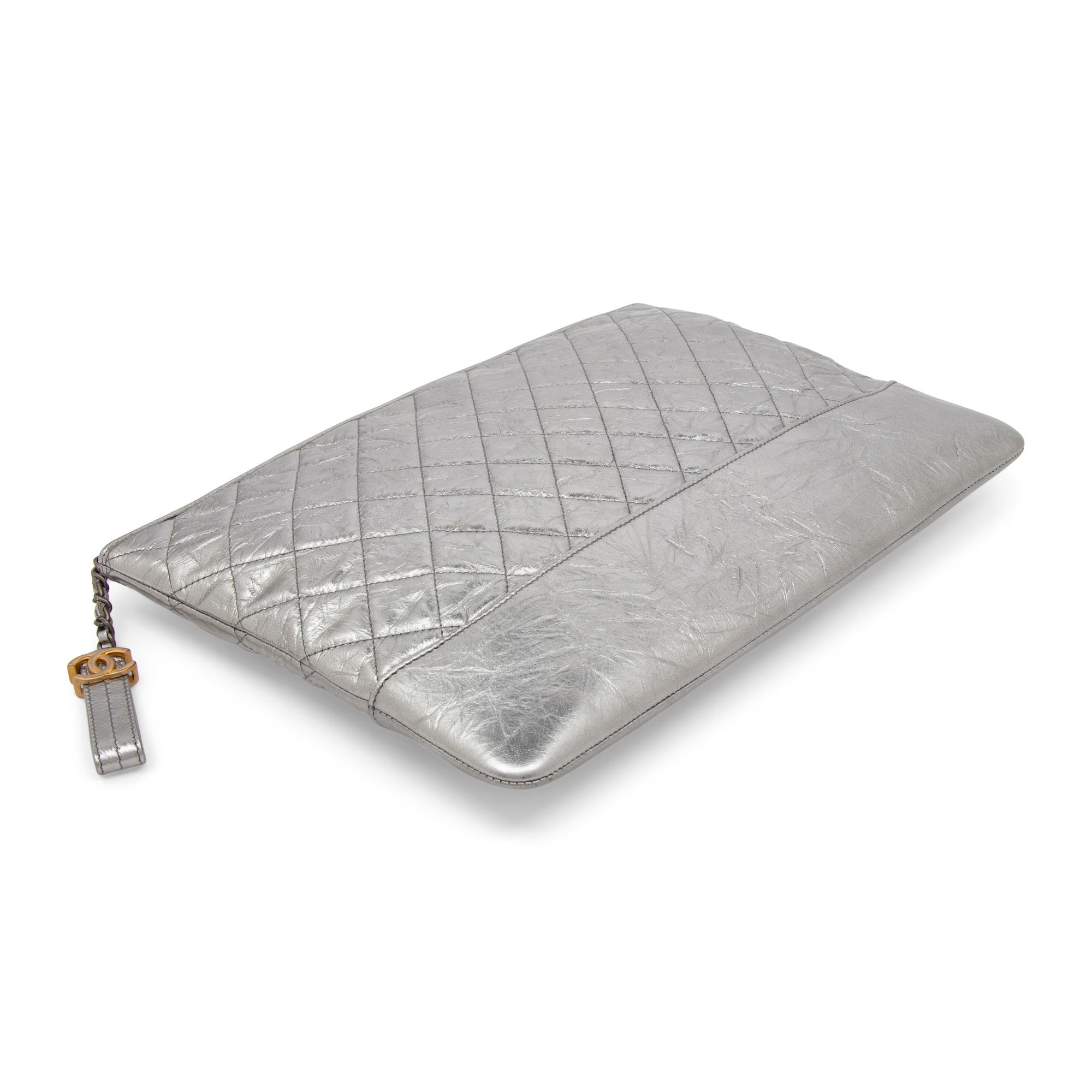 Chanel, Silver Gabrielle Flat Clutch