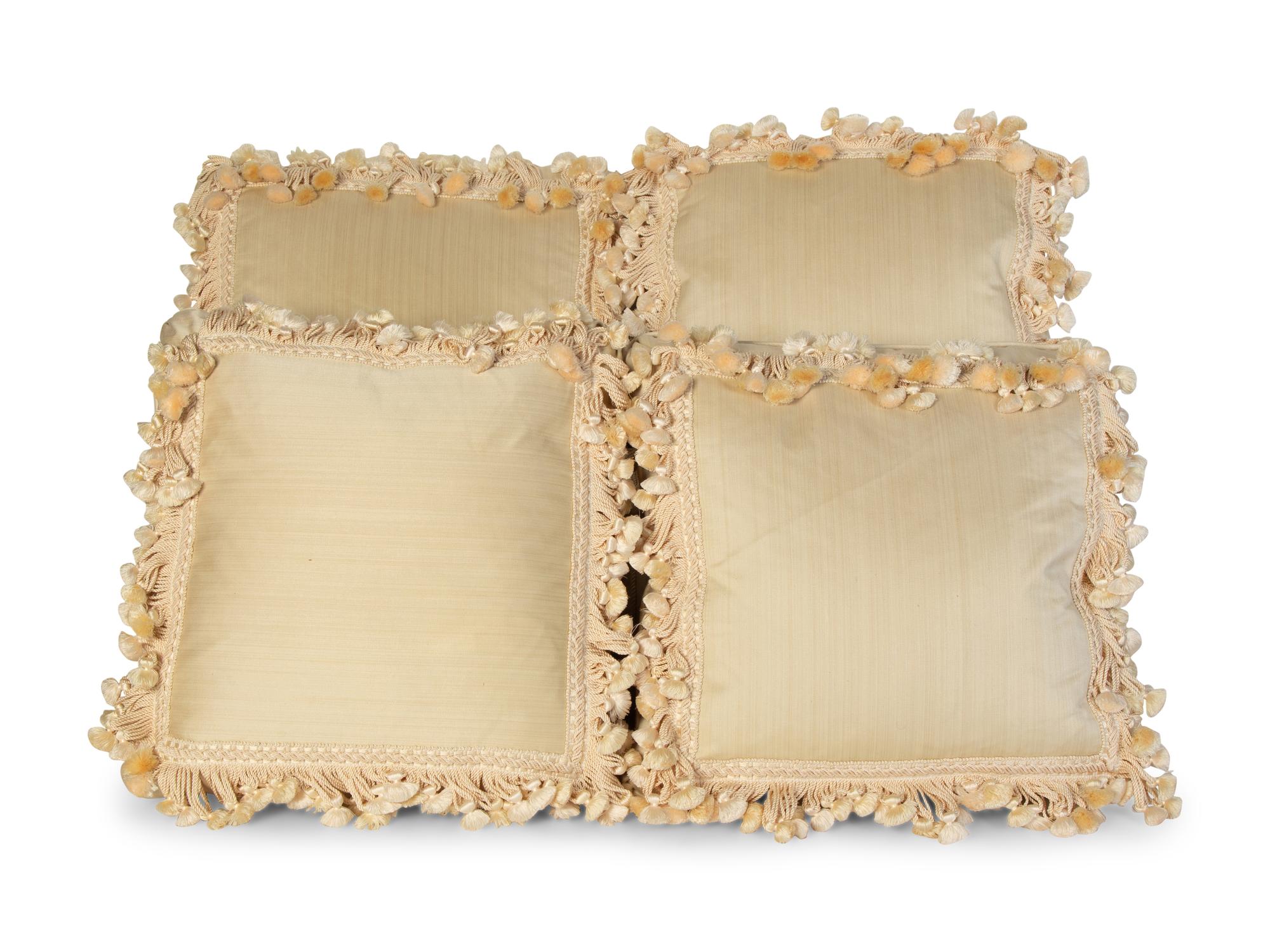 Two Bolster Cushions and Four Silk Tasseled Pillows — 20th Century
