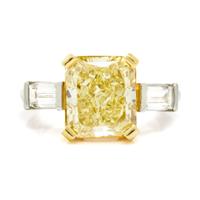 FANCY YELLOW DIAMOND AND DIAMOND RING