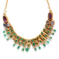 A Byzantine Gold, Sapphire, Chalcedony, Amethyst, and Emerald Necklace