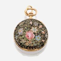 A five piece collection of antique and vintage gold jewelry and a pocket watch J.E Caldwell & Co. Bailey Banks & Biddle, and others