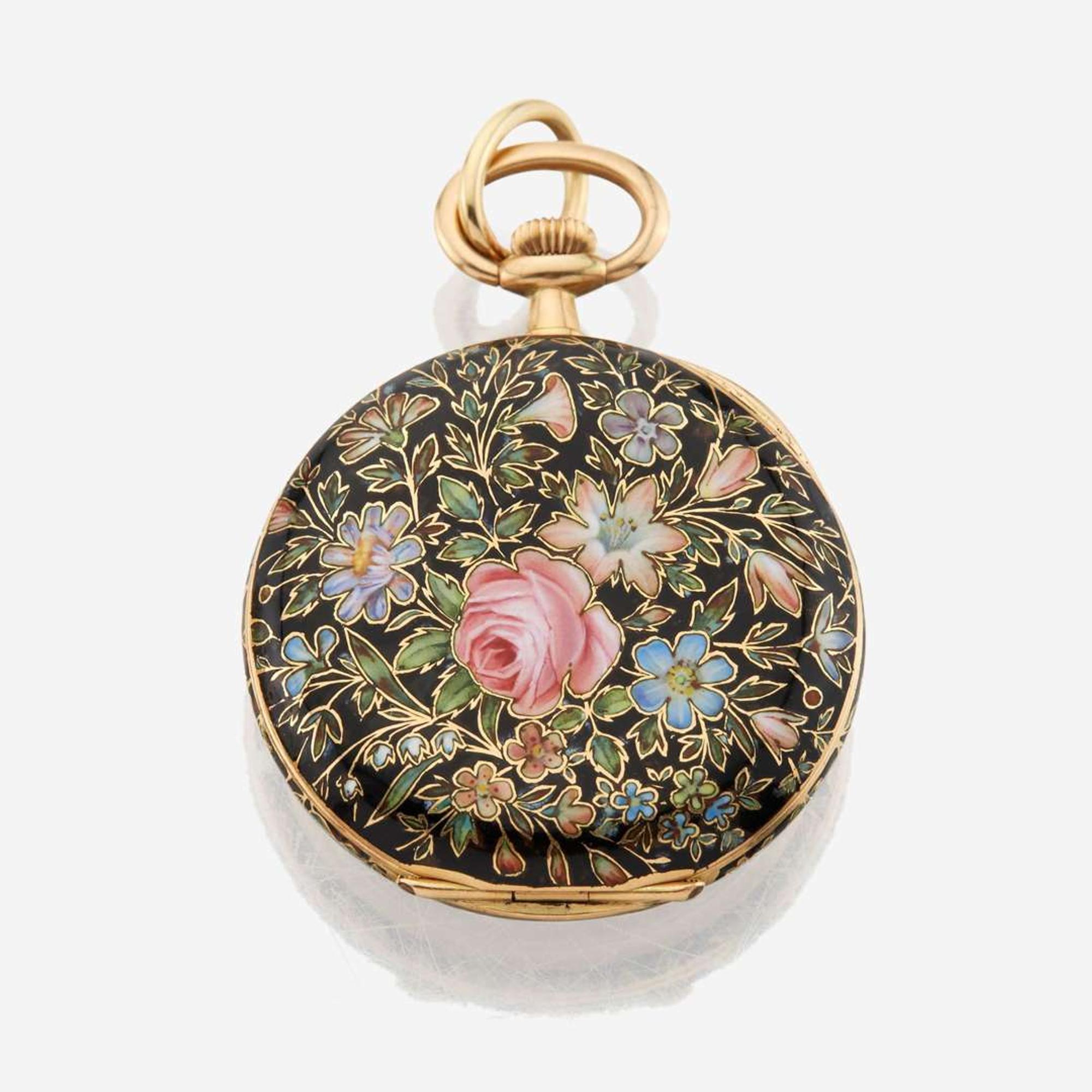 A five piece collection of antique and vintage gold jewelry and a pocket watch J.E Caldwell & Co. Bailey Banks & Biddle, and others