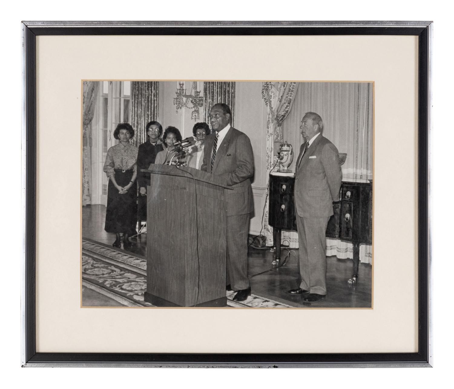 [PERKINS, Edward Joseph (1928-2020)]. A group of 10 photographs in 9 frames, from political figures to Perkins, many signed or inscribed (several presumably with secretarial or facsimile signatures), including: